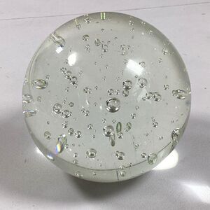 Vintage Paperweight Clear Art Glass Sphere Controlled Bubbles 3"